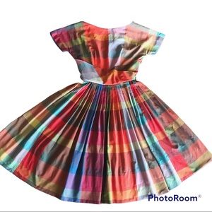 1950s Rainbow plaid dress by Parklane Debs S